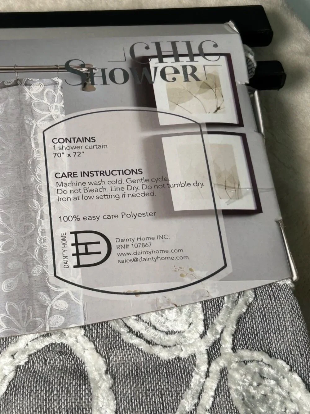 NEW Chic Shower Embroidered Shower Curtain 70